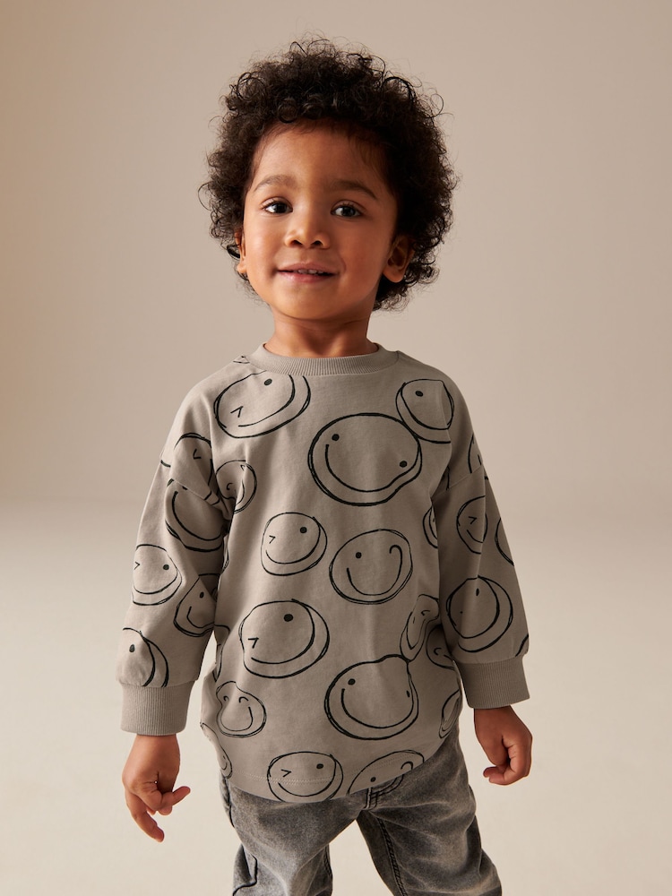 Neutral 100% Cotton All-Over Print Long Sleeve T-Shirt (3mths-7yrs) - Image 1 of 6 Neutral 100% Cotton All-Over Print Long Sleeve T-Shirt (3mths-7yrs) - Image 1 of 6