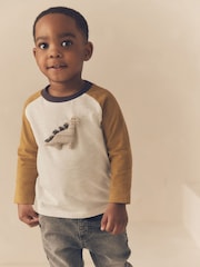 Ochre/Cream Dinosaur Long Sleeve Character T-Shirt (3mths-7yrs) - Image 1 of 10