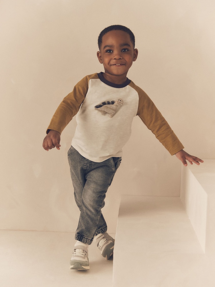 Ochre/Cream Dinosaur Long Sleeve Character T-Shirt (3mths-7yrs) - Image 2 of 10