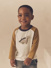 Ochre/Cream Dinosaur Long Sleeve Character T-Shirt (3mths-7yrs) - Image 3 of 10