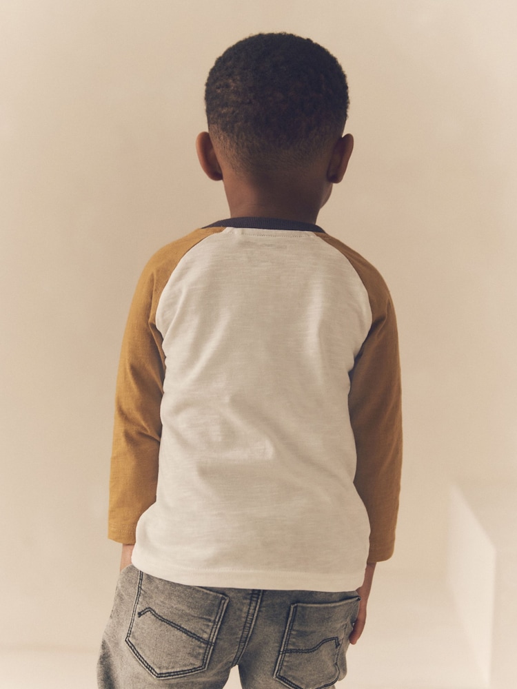 Ochre/Cream Dinosaur Long Sleeve Character T-Shirt (3mths-7yrs) - Image 4 of 10