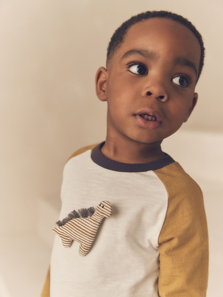 Ochre/Cream Dinosaur Long Sleeve Character T-Shirt (3mths-7yrs) - Image 5 of 10