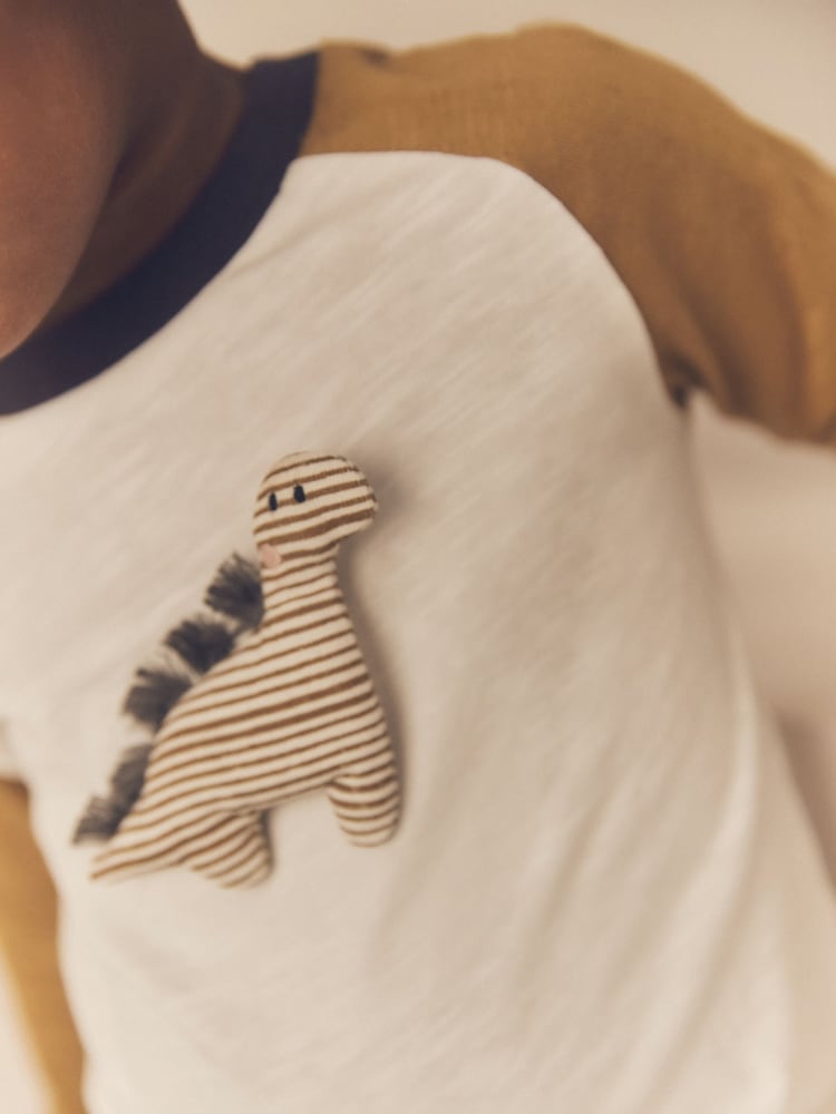 Ochre/Cream Dinosaur Long Sleeve Character T-Shirt (3mths-7yrs) - Image 6 of 10