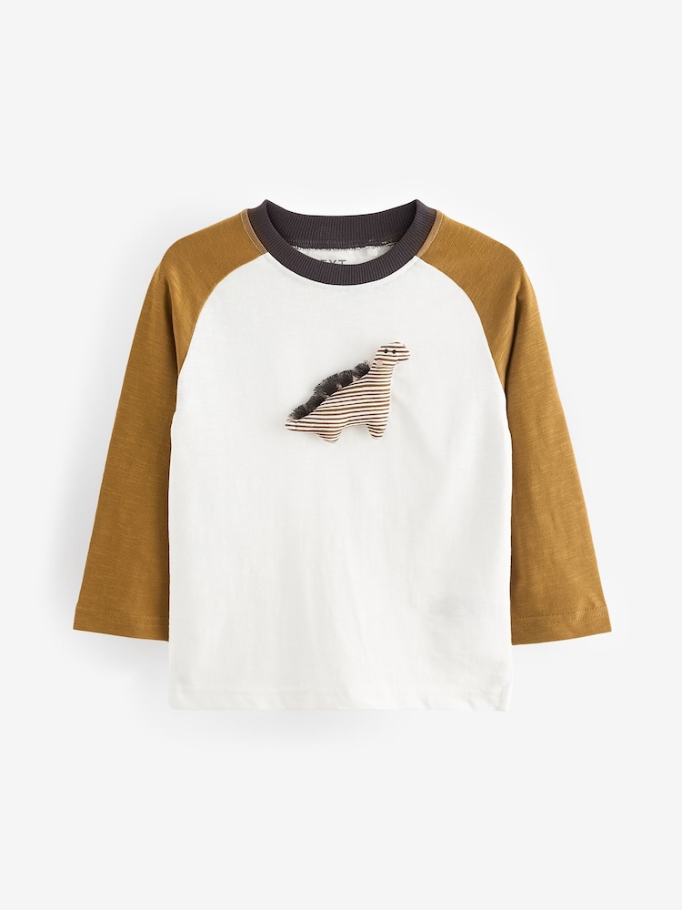 Ochre/Cream Dinosaur Long Sleeve Character T-Shirt (3mths-7yrs) - Image 7 of 10