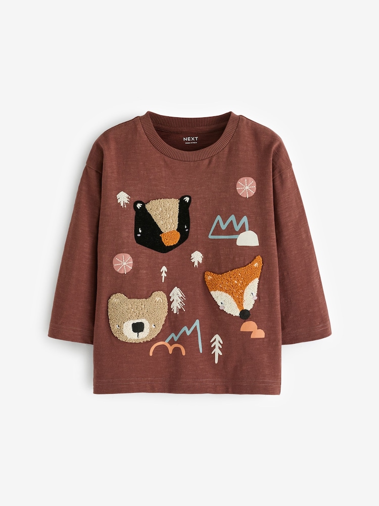 Brown Woodland Long Sleeve Character T-Shirt (3mths-7yrs) - Image 1 of 3