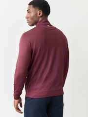 Peter Millar Red Perth Herringbone Performance Quarter-Zip Shirt - Image 3 of 4