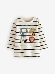 Ecru Stripe Long Sleeve Character T-Shirt (3mths-7yrs) - Image 4 of 7