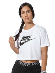 Nike White Essential Futura Cropped T-Shirt - Image 1 of 9