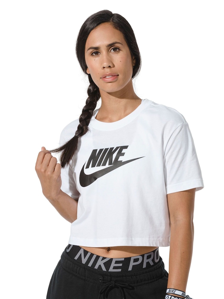 Nike White Essential Futura Cropped T-Shirt - Image 1 of 9