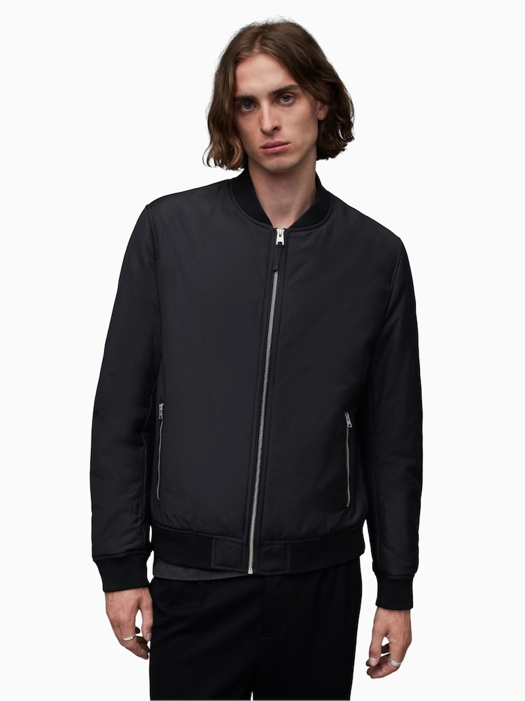 AllSaints Black Withrow Bomber Jacket - Image 1 of 7