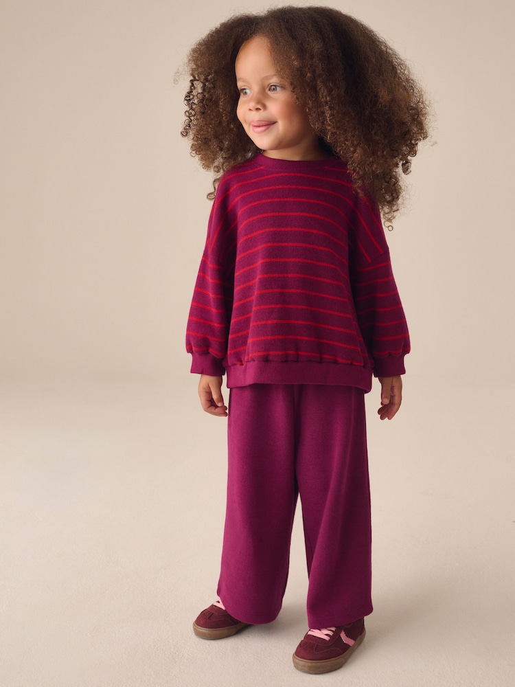 Rouge bordeaux - Ensemble haut à manches longues et pantalon ample (3mois-7ans) - Image 1 de 4