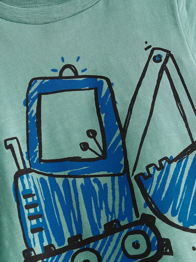 Green Digger 100% Cotton Long Sleeve Transport T-Shirt (3mths-7yrs) - Image 3 of 3