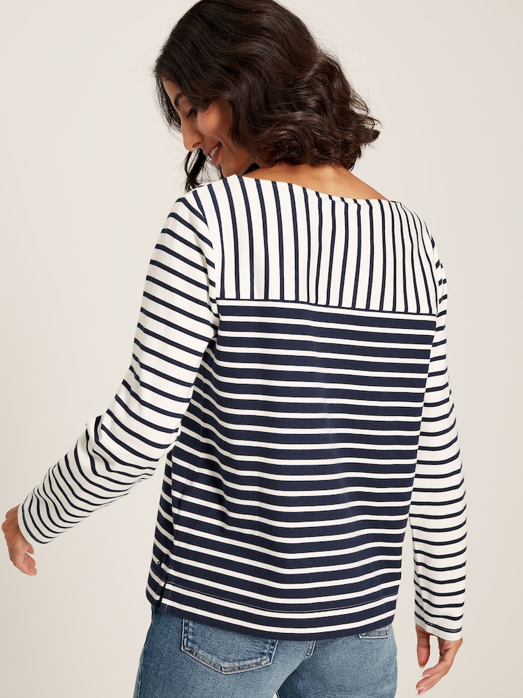 Joules Harbour Navy Hotchpotch Long Sleeve Breton Top - Image 2 of 8