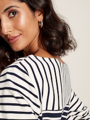 Joules Harbour Navy Hotchpotch Long Sleeve Breton Top - Image 6 of 8