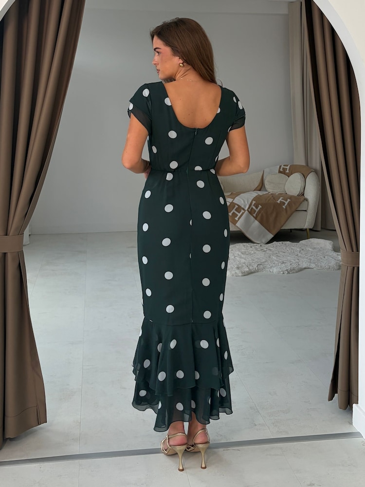 Vestido a media pierna con volantes y escote barco Roxy de Girl In Mind - Imagen 5 de 5