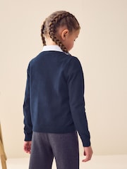 Navy Blue Cotton Rich Bow Pocket School Cardigan (3-16yrs) - Image 5 of 5