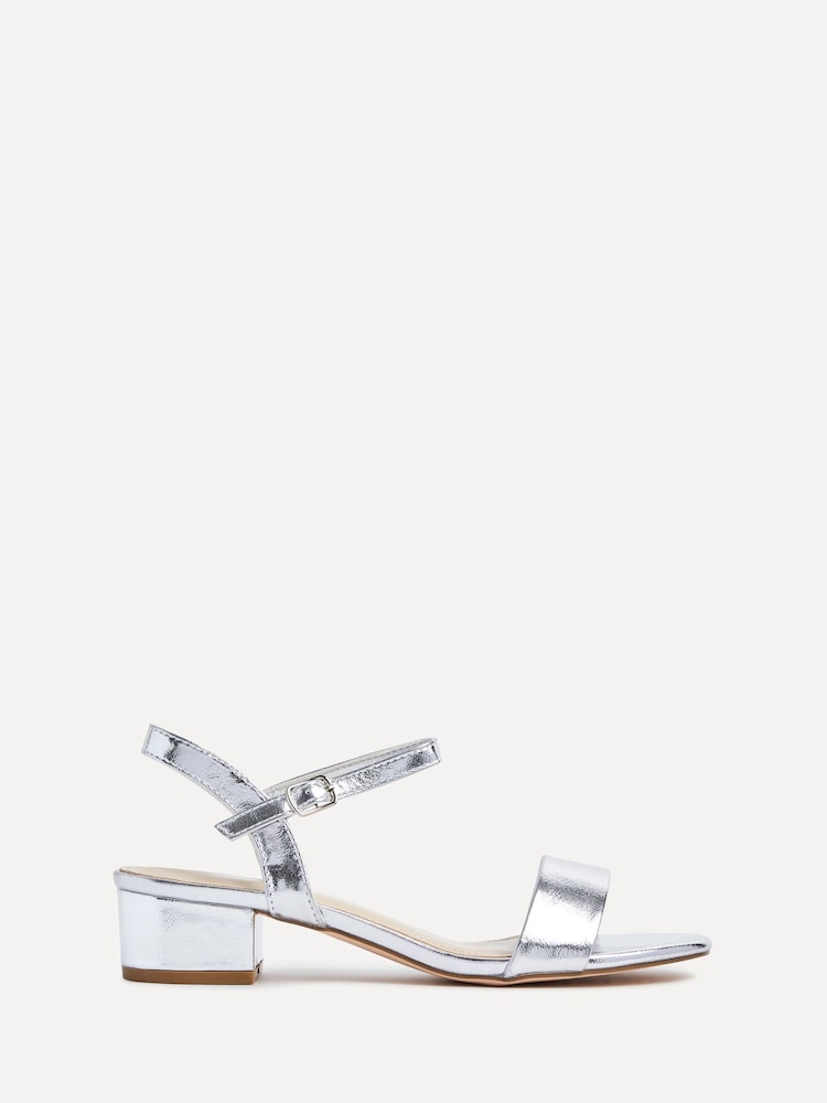 Linzi Silver Kezzi Barely There Low Block Heeled Sandals - Image 2 of 5