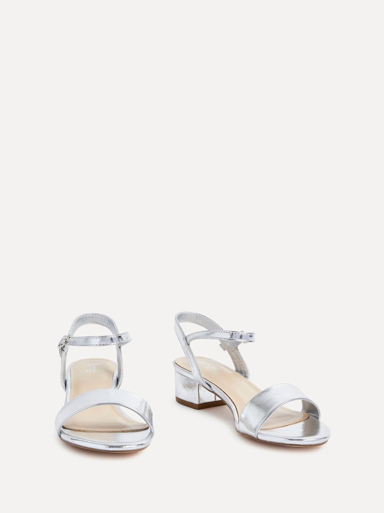 Buy Linzi Silver Kezzi Barely There Low Block Heeled Sandals from
