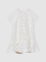 Reiss Ivory Theo 4-9 yrs Embellished Flared Dress - Image 2 of 7