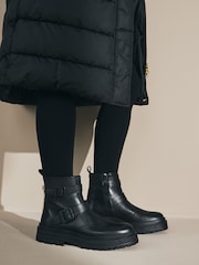 Barbour® International Tasmin Double Buckle Ankle Black Boots - Image 2 of 8