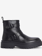 Barbour® International Tasmin Double Buckle Ankle Black Boots - Image 4 of 8