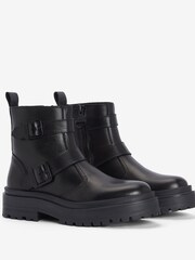 Barbour® International Tasmin Double Buckle Ankle Black Boots - Image 5 of 8