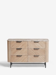 Natural Valencia Marble and Mango Wood 6 Drawer Chest of Drawers - Image 6 of 11