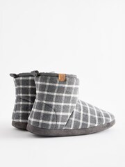 Grey Check Borg Lined Boot Slippers - Image 3 of 6