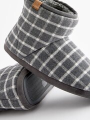 Grey Check Borg Lined Boot Slippers - Image 4 of 6