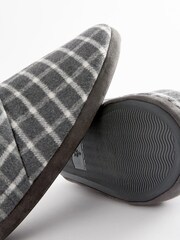 Grey Check Borg Lined Boot Slippers - Image 5 of 6