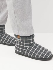 Grey Check Borg Lined Boot Slippers - Image 6 of 6