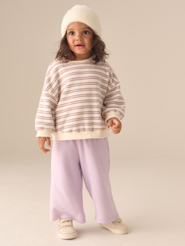 Cream Long Sleeve Top and Wide Leg Trousers Set (3mths-7yrs) - Image 1 of 4 Cream Long Sleeve Top and Wide Leg Trousers Set (3mths-7yrs) - Image 1 of 4