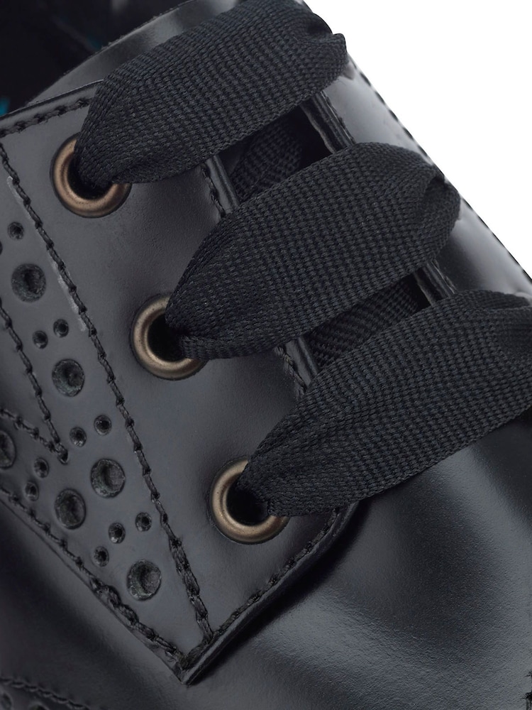Start Rite Black Wide Fit Leather Impulsive Chunky Brogue Lace Up Stitch Down School Shoes - Image 8 of 8