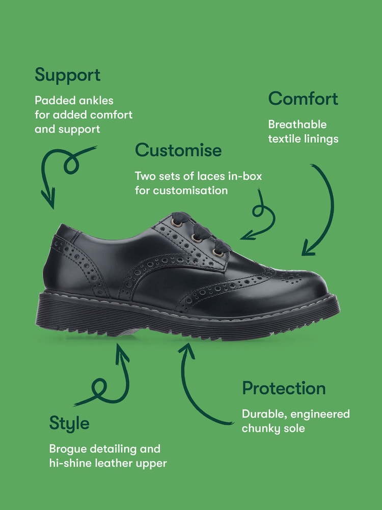 Negro - Zapatos escolares Start-Rite Leather Impulsive Chunky Zapato Oxford con cordones y costuras - Imagen 10 de 10
