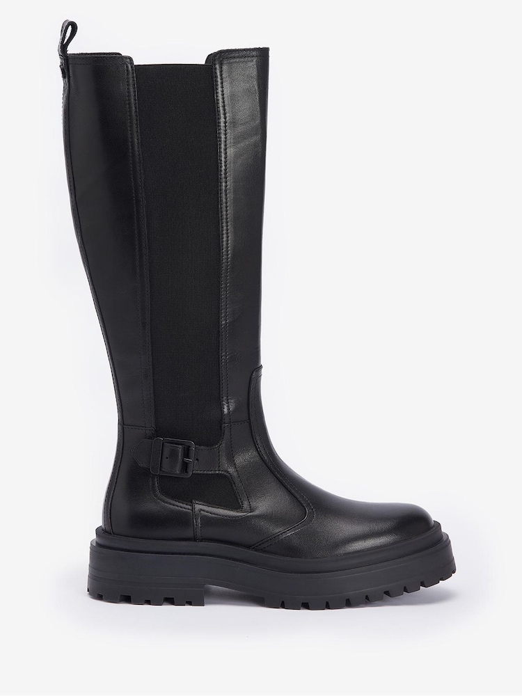 Barbour® International Alicia Tall Knee High Leather Chelsea Black Boots - Image 2 of 6