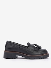 Barbour® Black Dolores Tassle Trim Leather Loafers - Image 1 of 5