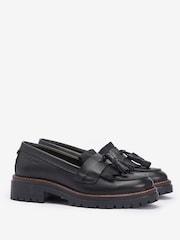 Barbour® Black Dolores Tassle Trim Leather Loafers - Image 2 of 5