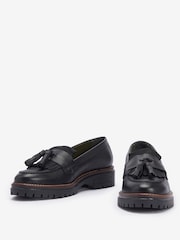 Barbour® Black Dolores Tassle Trim Leather Loafers - Image 3 of 5