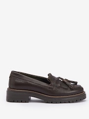Barbour® Dark Brown Dolores Tassle Trim Leather Loafers - Image 1 of 5