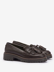 Barbour® Dark Brown Dolores Tassle Trim Leather Loafers - Image 2 of 5