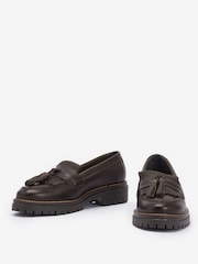 Barbour® Dark Brown Dolores Tassle Trim Leather Loafers - Image 3 of 5