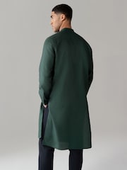 Dark Green Regular Fit Signature Cotton Kurta - Image 3 of 5