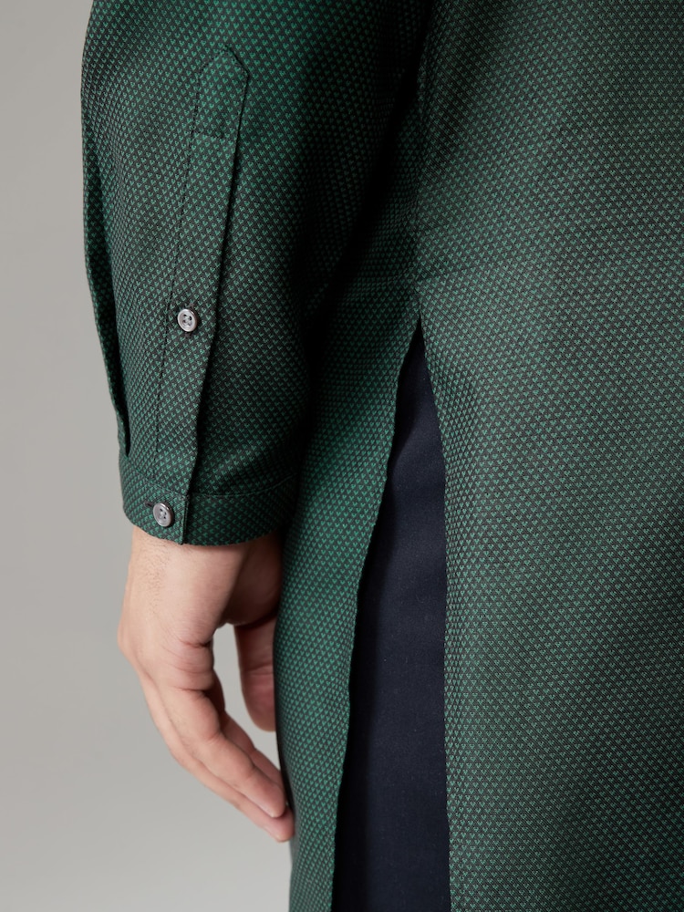 Dark Green Regular Fit Signature Cotton Kurta - Image 5 of 5