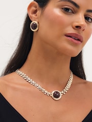 Mood Silver/Gold Tone Resin And Chain Necklace - Image 1 of 3