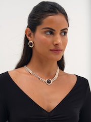 Mood Silver/Gold Tone Resin And Chain Necklace - Image 2 of 3