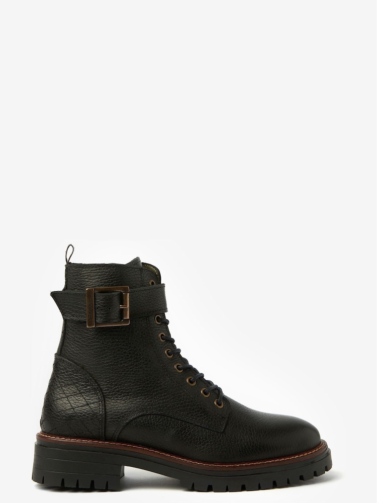 Schwarz - Barbour® Heidi Bikerstiefel mit Schnürung aus Leder - Bild 1 von 4