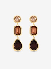 Mood Gold Tone Plated And Red Tonal Stone Drop Earrings - Image 3 of 3