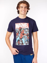 Character Blue Mens Marvel Spiderman Disney 100% Cotton Pyjamas - Image 4 of 4