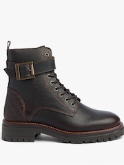 Barbour® Brown Heidi Leather Lace Up Biker Boots - Image 2 of 6