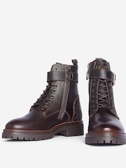 Barbour® Brown Heidi Leather Lace Up Biker Boots - Image 5 of 6
